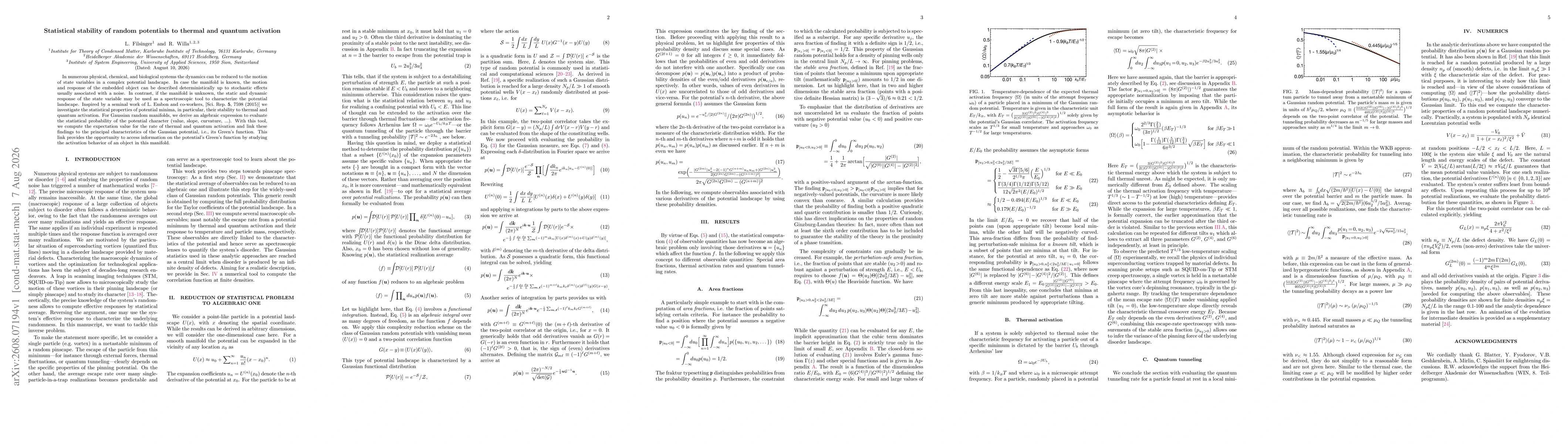 Thumbnail for Statistical stability of random potentials to thermal and quantum activation