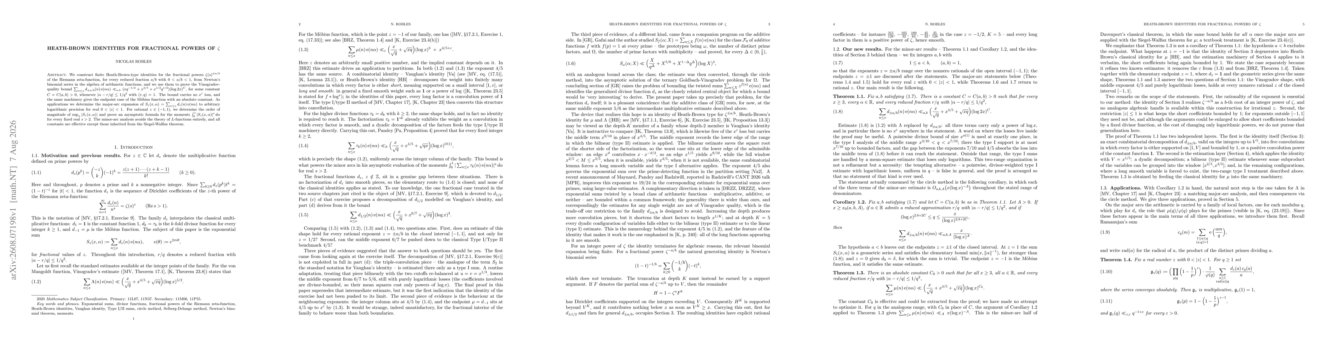 Thumbnail for Heath-Brown identities for fractional powers of $ζ$