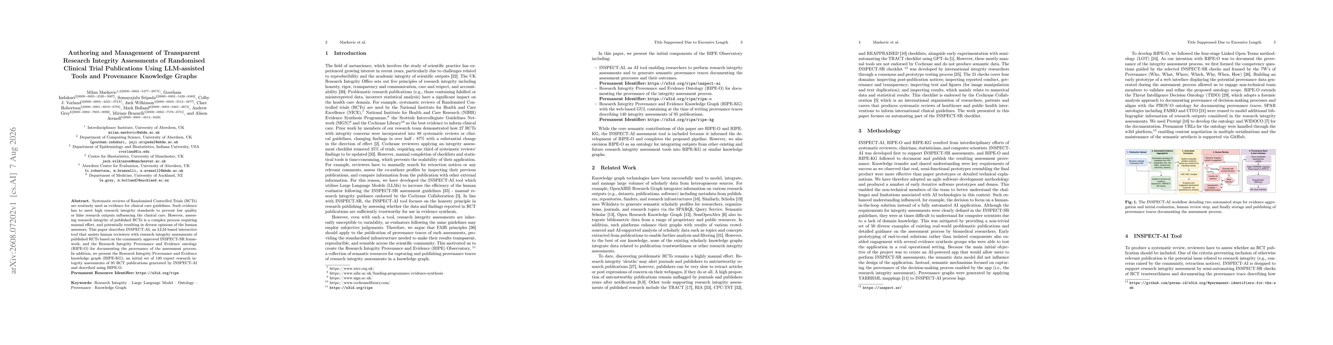 Thumbnail for Authoring and Management of Transparent Research Integrity Assessments of Randomised Clinical Trial Publications Using LLM-assisted Tools and Provenance Knowledge Graphs