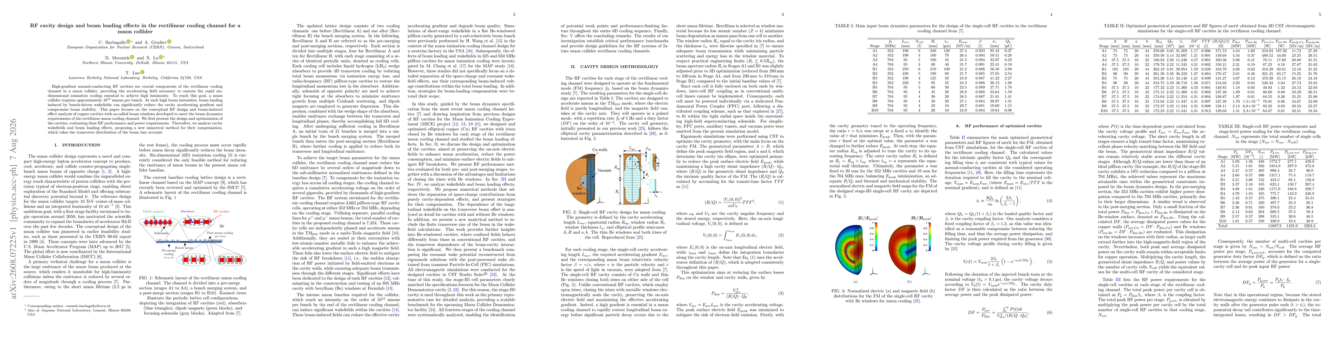 Thumbnail for RF cavity design and beam loading effects in the rectilinear cooling channel for a muon collider