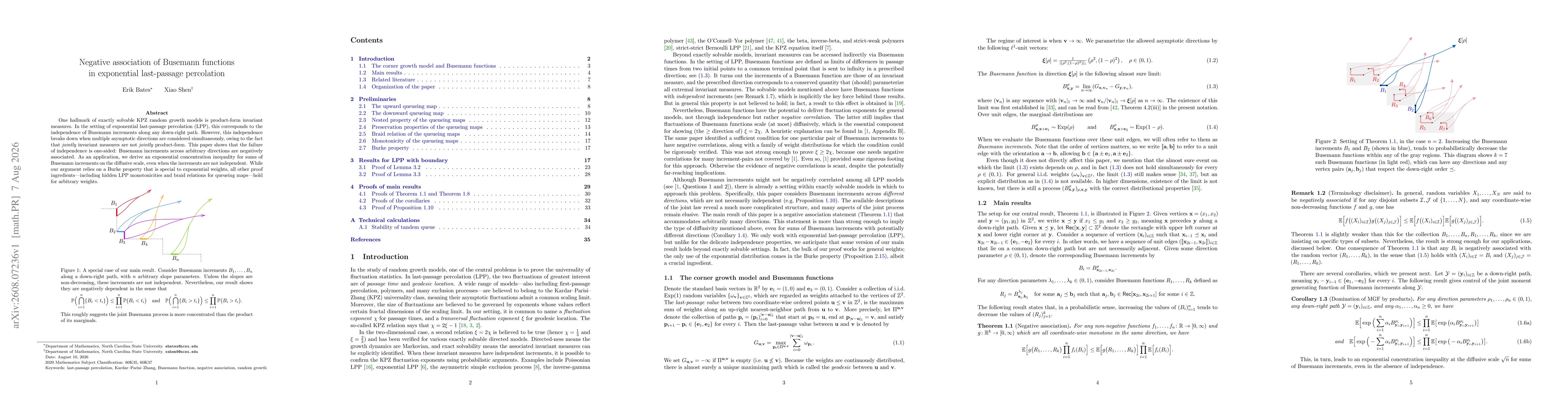 Thumbnail for Negative association of Busemann functions in exponential last-passage percolation