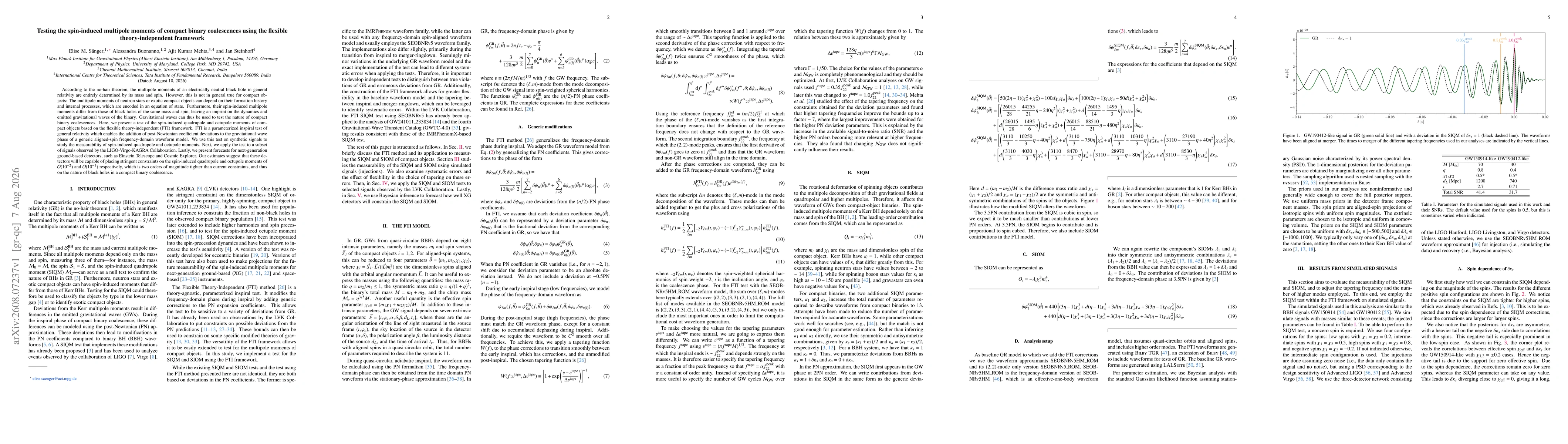 Thumbnail for Testing the spin-induced multipole moments of compact binary coalescences using the flexible theory-independent framework
