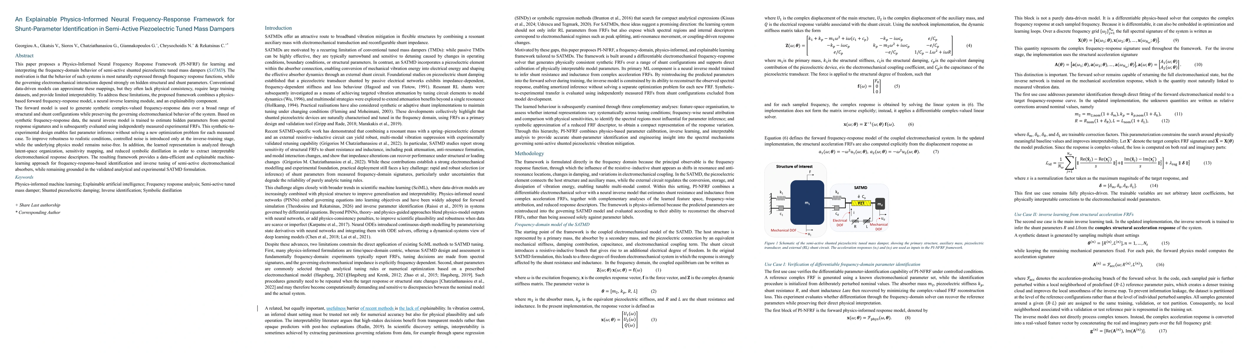 Thumbnail for An Explainable Physics-Informed Neural Frequency-Response Framework for Shunt-Parameter Identification in Semi-Active Piezoelectric Tuned Mass Dampers