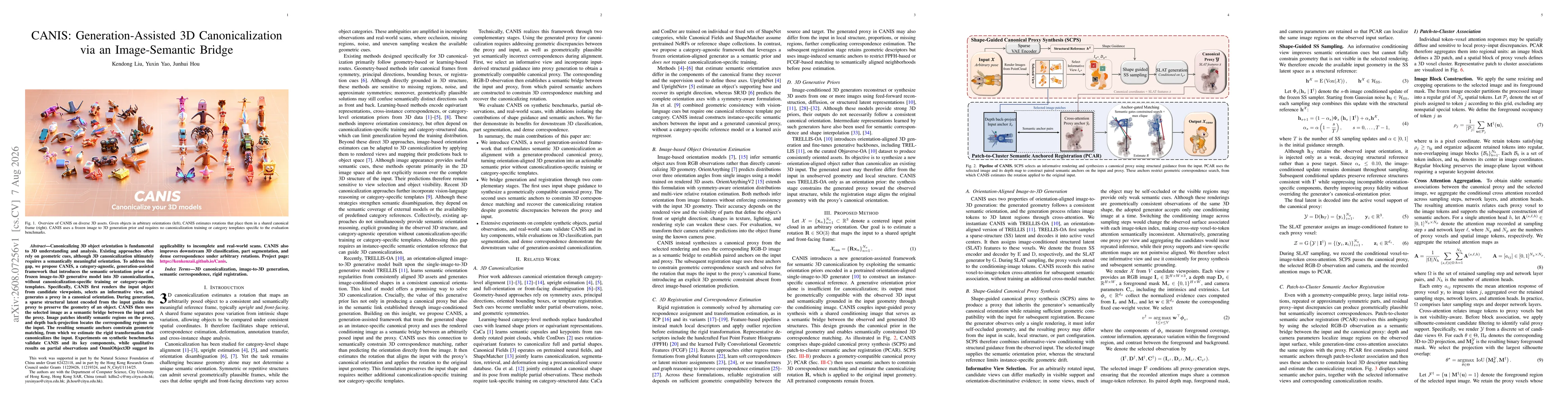 Thumbnail for CANIS: Generation-Assisted 3D Canonicalization via an Image-Semantic Bridge