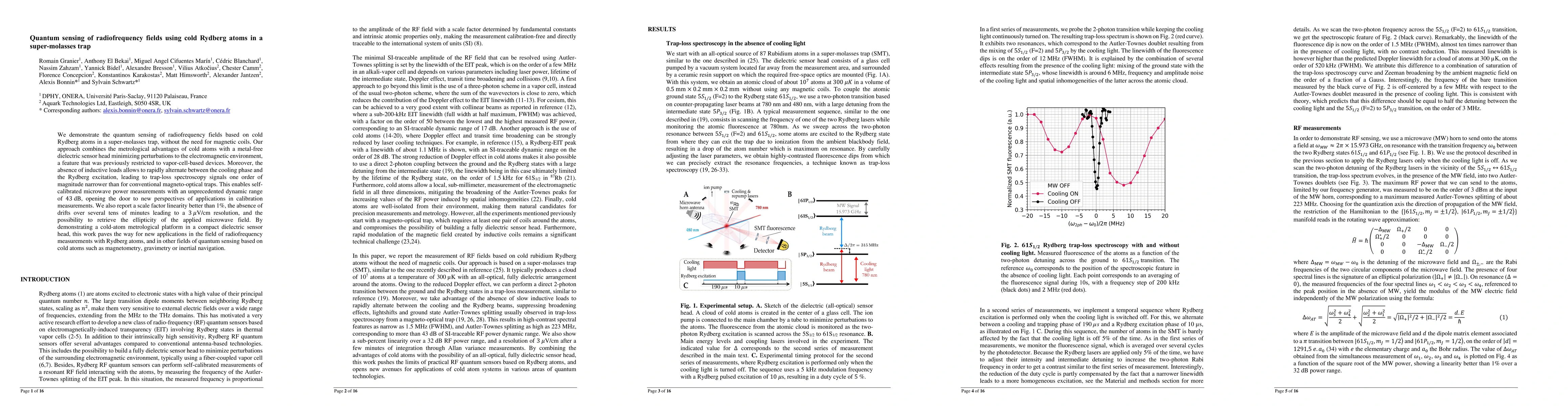 Thumbnail for Quantum sensing of radiofrequency fields using cold Rydberg atoms in a super-molasses trap