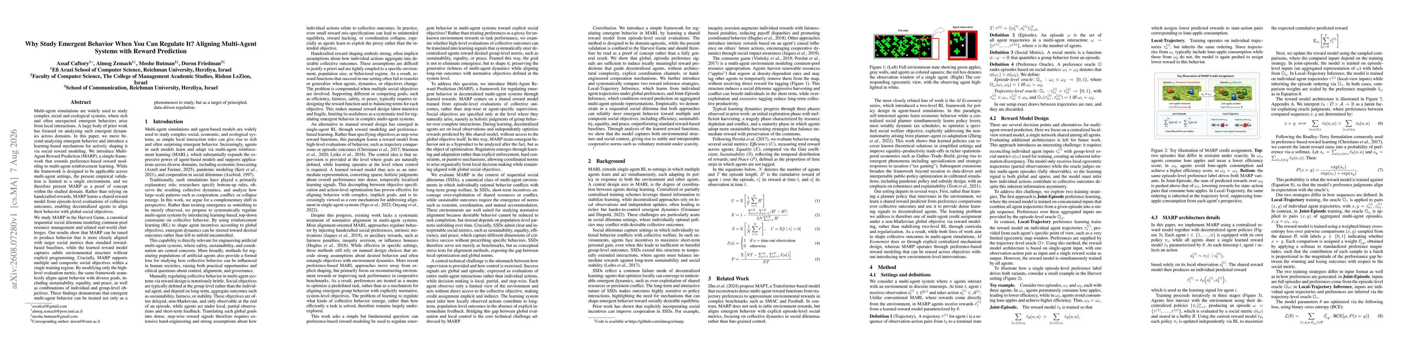 Thumbnail for Why Study Emergent Behavior When You Can Regulate It? Aligning Multi-Agent Systems with Reward Prediction