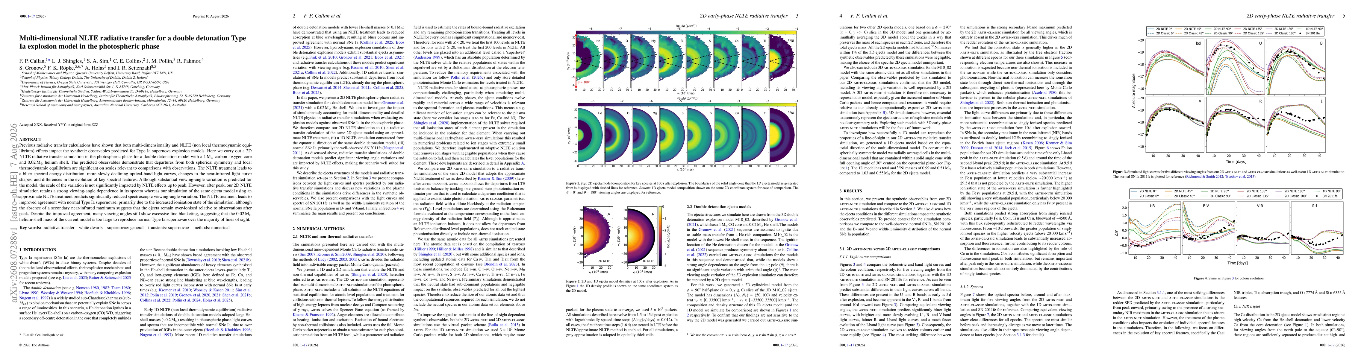 Thumbnail for Multi-dimensional NLTE radiative transfer for a double detonation Type Ia explosion model in the photospheric phase