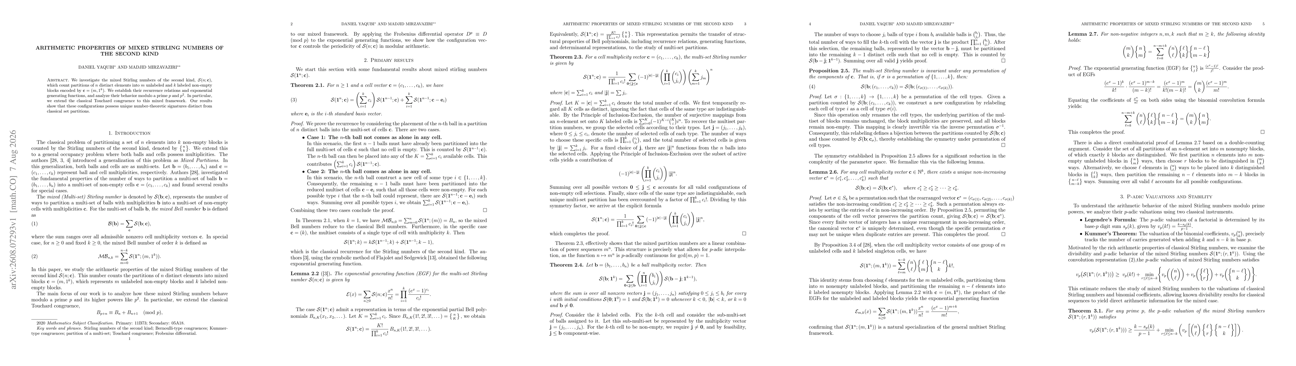Thumbnail for Arithmetic Properties of Mixed Stirling Numbers of the second kind