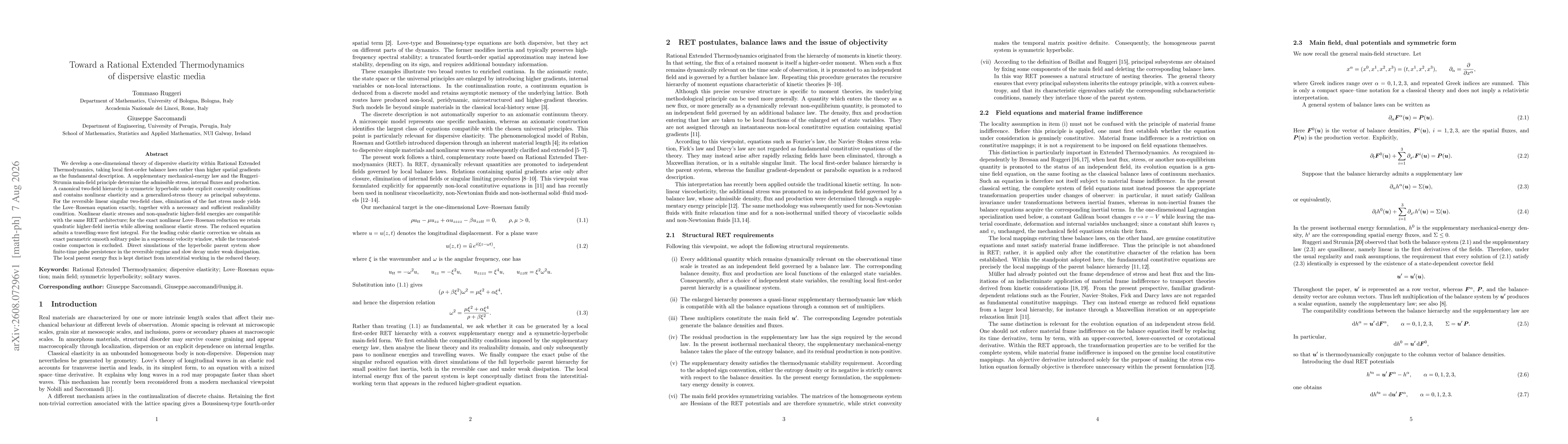 Thumbnail for Toward a Rational Extended Thermodynamics of dispersive elastic media