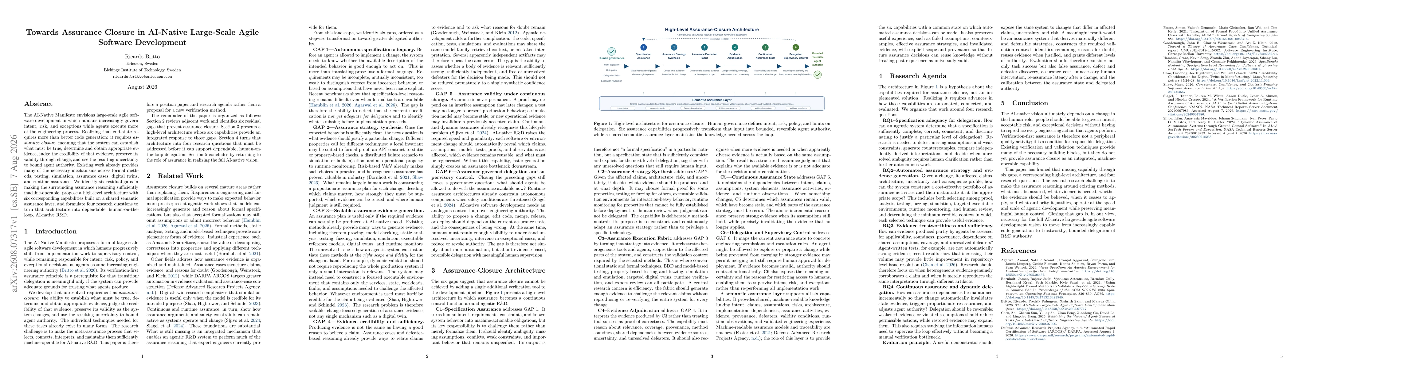 Thumbnail for Towards Assurance Closure in AI-Native Large-Scale Agile Software Development