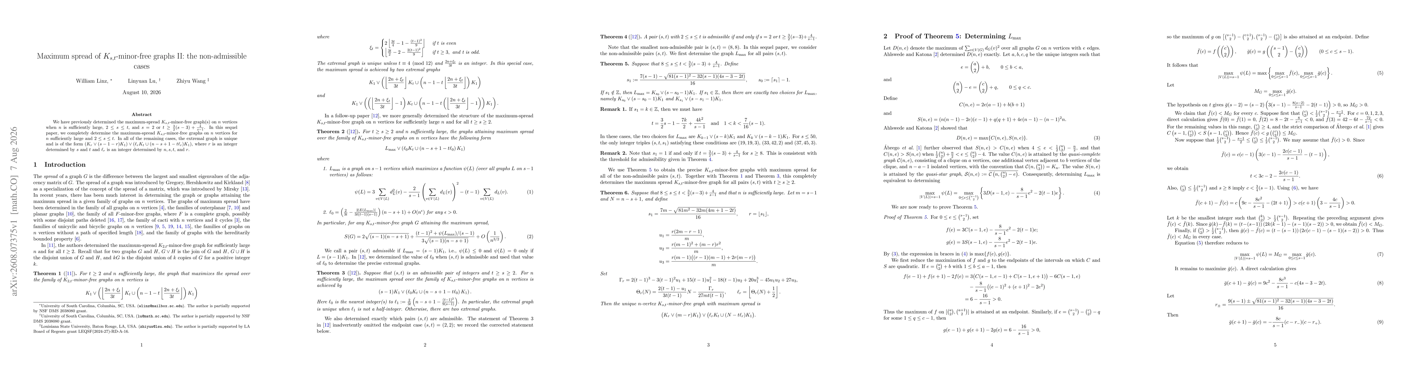 Thumbnail for Maximum spread of $K_{s,t}$-minor-free graphs II: the non-admissible cases