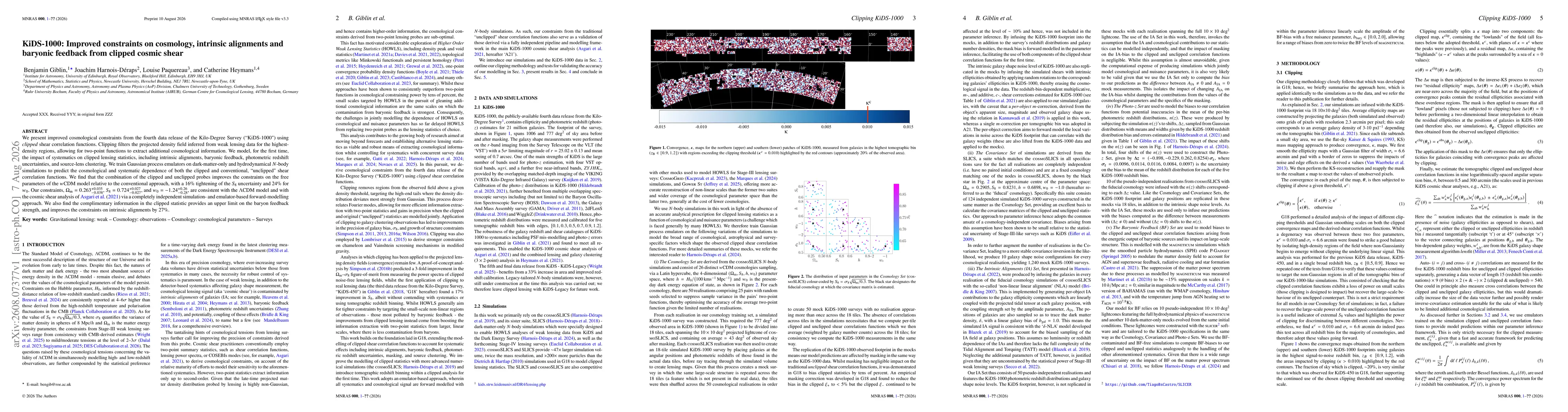 Thumbnail for KiDS-1000: Improved constraints on cosmology, intrinsic alignments and baryonic feedback from clipped cosmic shear