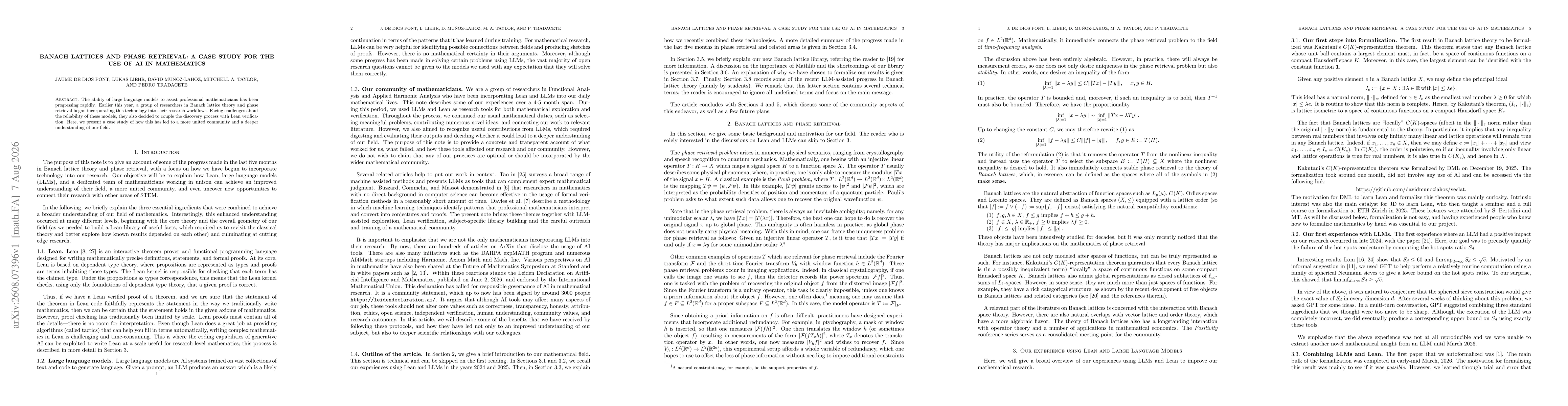 Thumbnail for Banach lattices and phase retrieval: A case study for the use of AI in mathematics