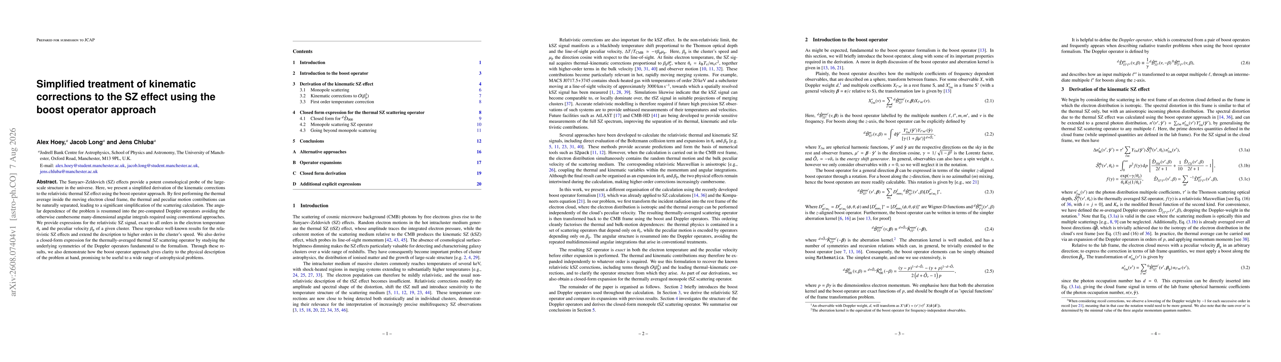 Thumbnail for Simplified treatment of kinematic corrections to the SZ effect using the boost operator approach