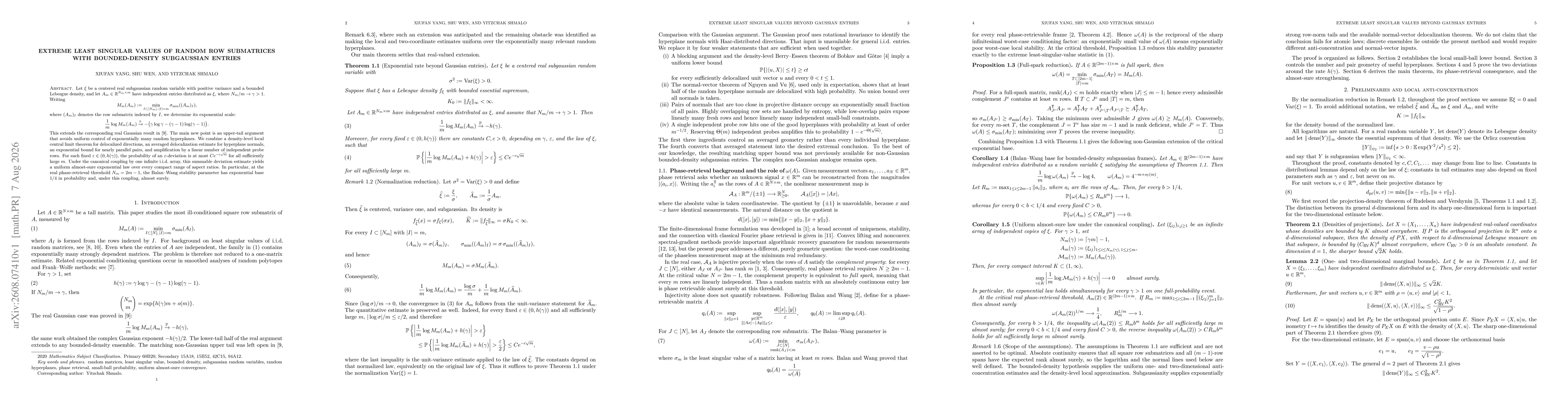 Thumbnail for Extreme least singular values of random row submatrices with bounded-density subgaussian entries