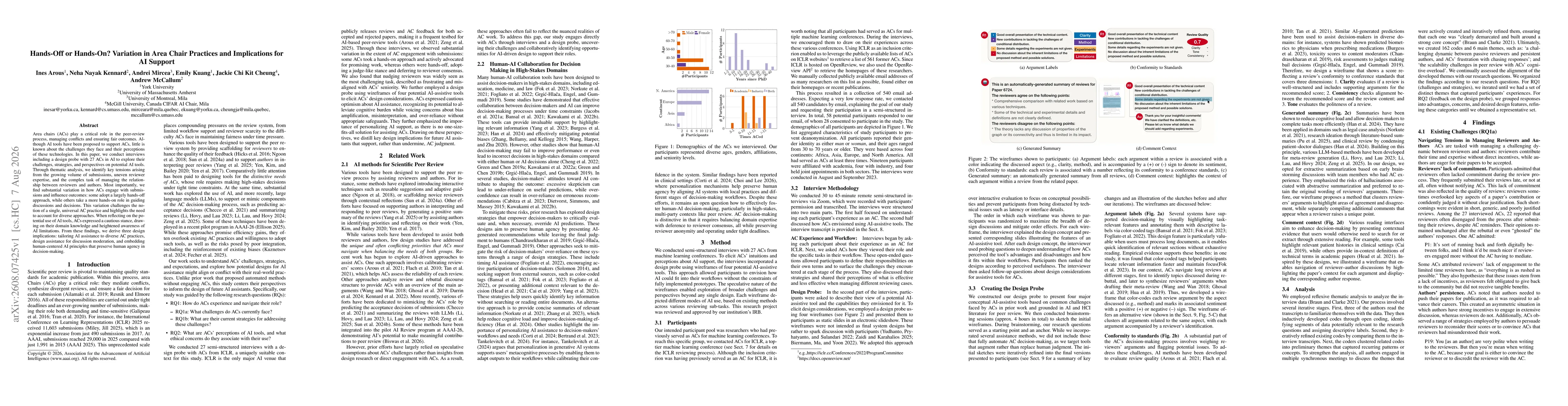 Thumbnail for Hands-Off or Hands-On? Variation in Area Chair Practices and Implications for AI Support