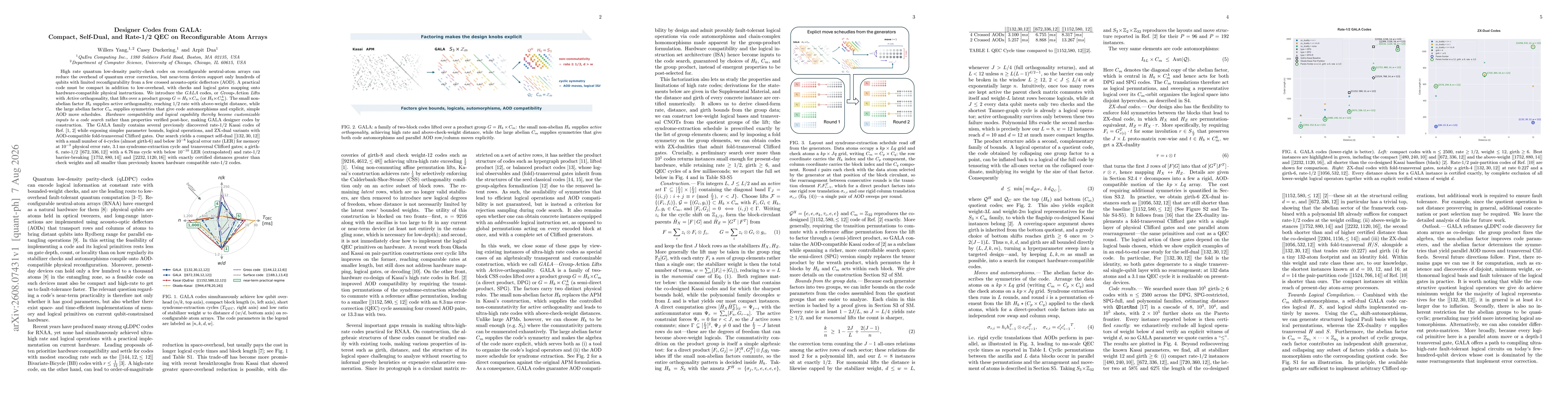 Thumbnail for Designer Codes from GALA: Compact, Self-Dual, and Rate-1/2 QEC on Reconfigurable Atom Arrays