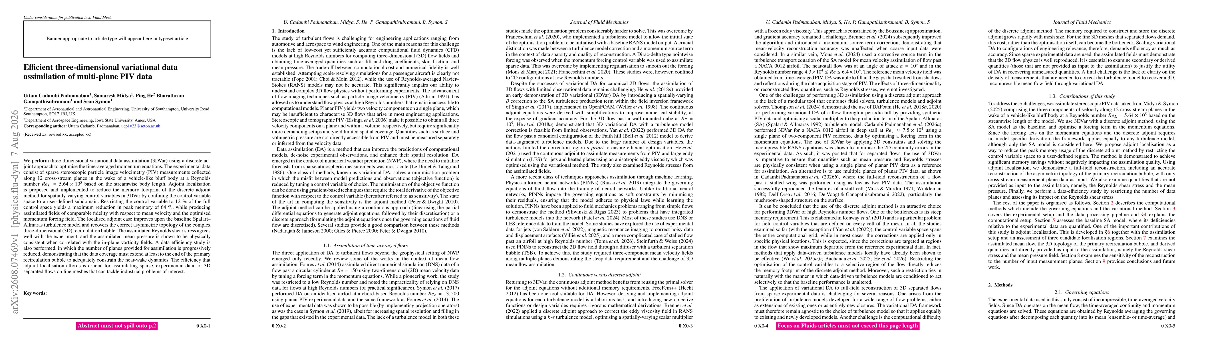Thumbnail for Efficient three-dimensional variational data assimilation of multi-plane PIV data