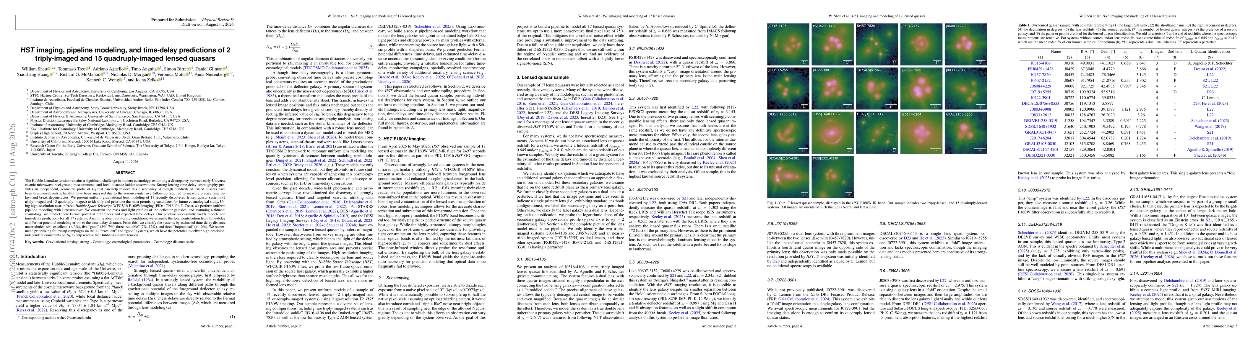 Thumbnail for HST imaging, pipeline modeling, and time-delay predictions of 2 triply-imaged and 15 quadruply-imaged lensed quasars