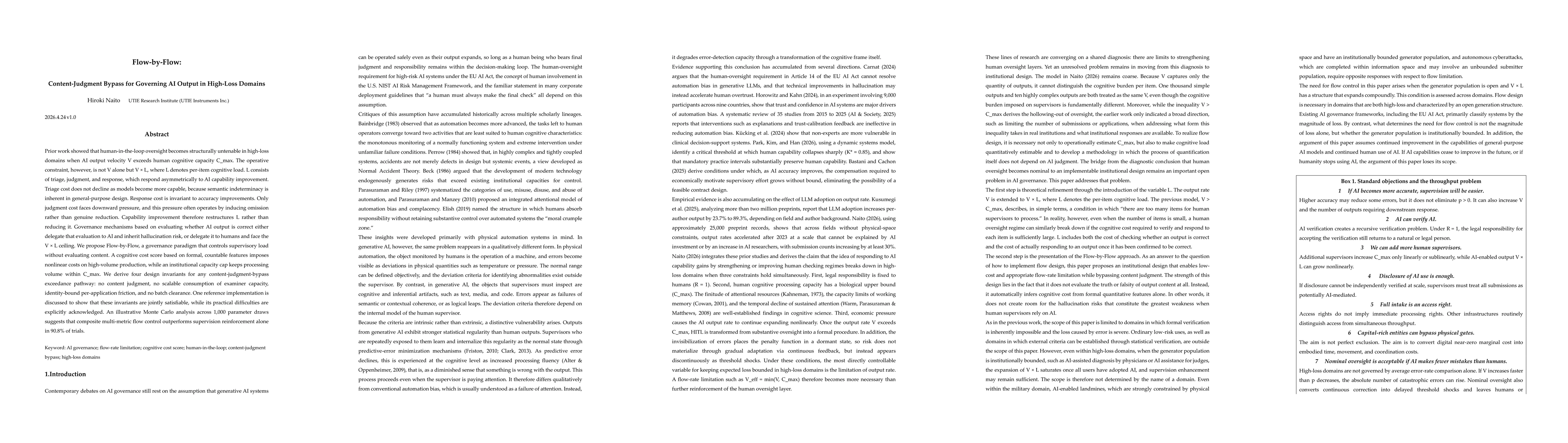 Thumbnail for Flow-by-Flow:Content-Judgment Bypass for Governing AI Output in High-Loss Domains