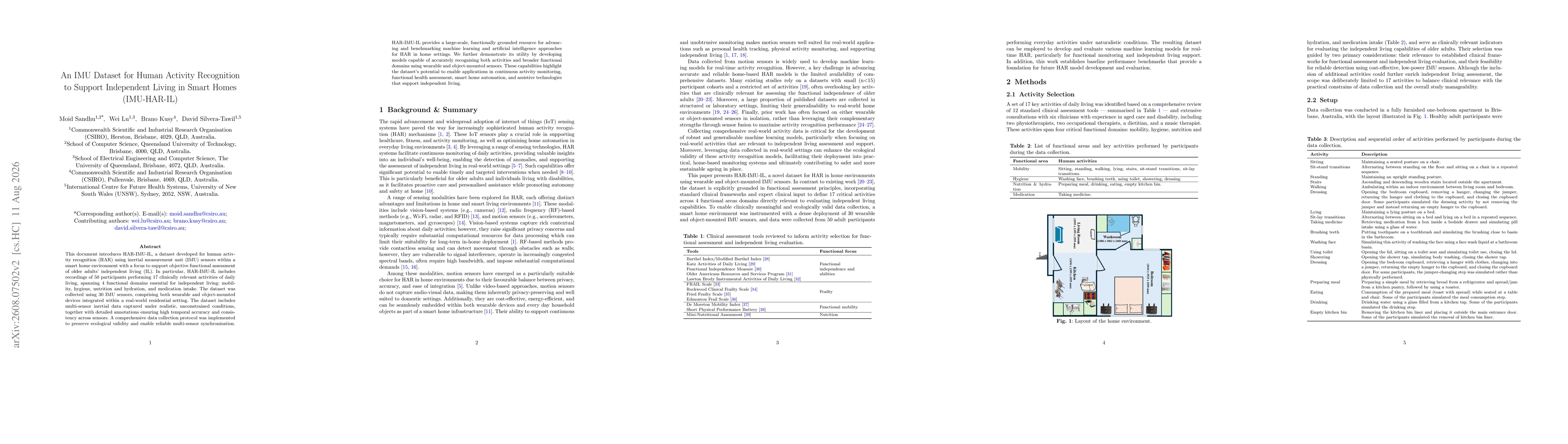 Thumbnail for An IMU Dataset for Human Activity Recognition to Support Independent Living in Smart Homes (IMU-HAR-IL)