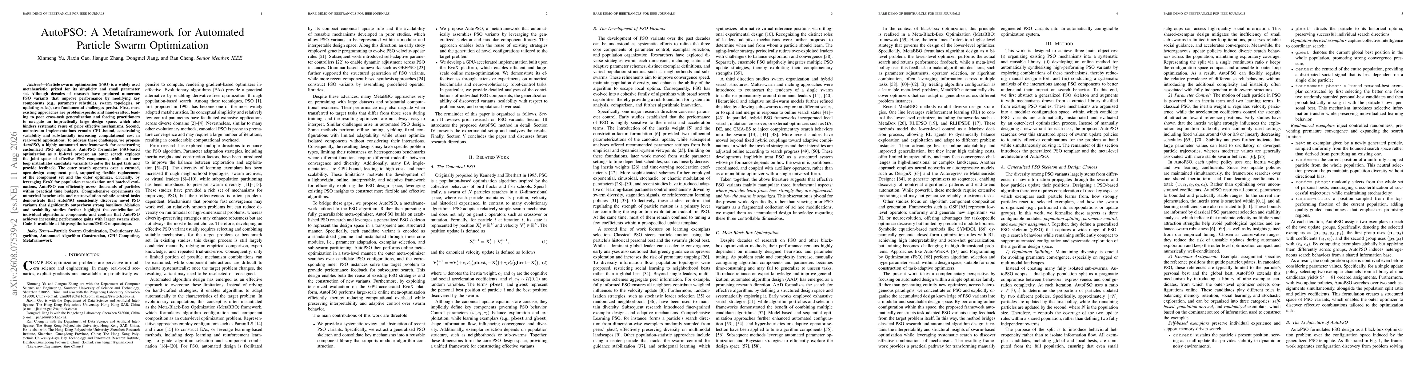 Thumbnail for AutoPSO: A Metaframework for Automated Particle Swarm Optimization