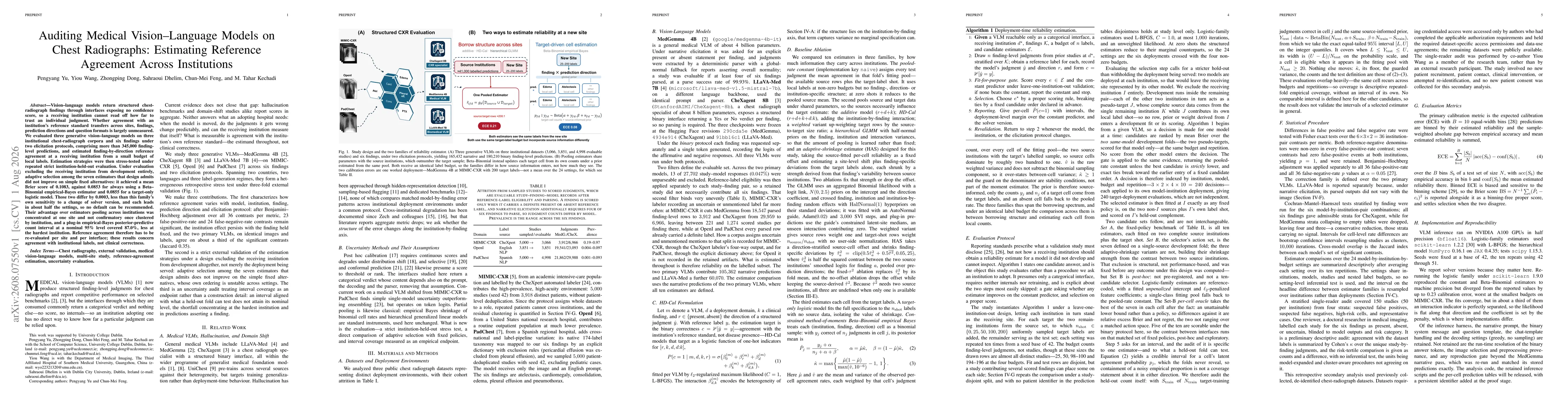 Thumbnail for Auditing Medical Vision-Language Models on Chest Radiographs: Estimating Reference Agreement Across Institutions