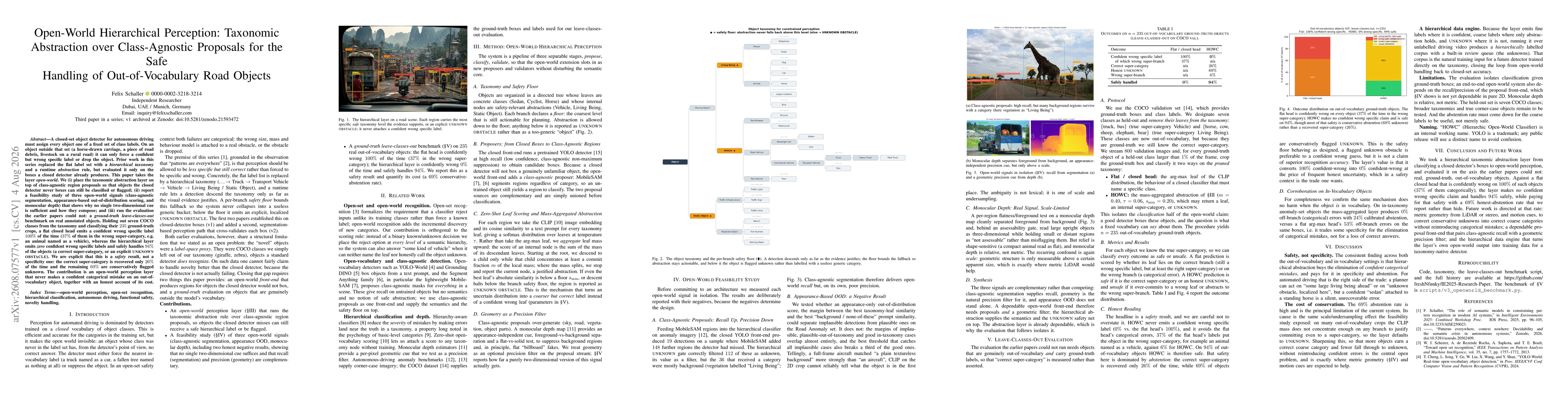 Thumbnail for Open-World Hierarchical Perception: Taxonomic Abstraction over Class-Agnostic Proposals for the Safe Handling of Out-of-Vocabulary Road Objects