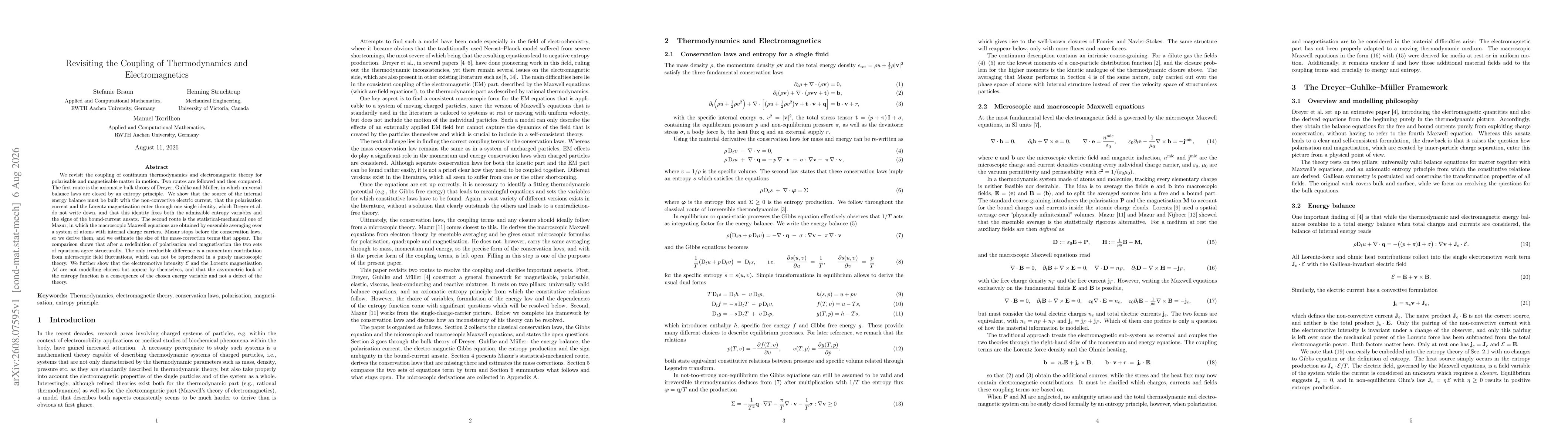 Thumbnail for Revisiting the Coupling of Thermodynamics and Electromagnetics