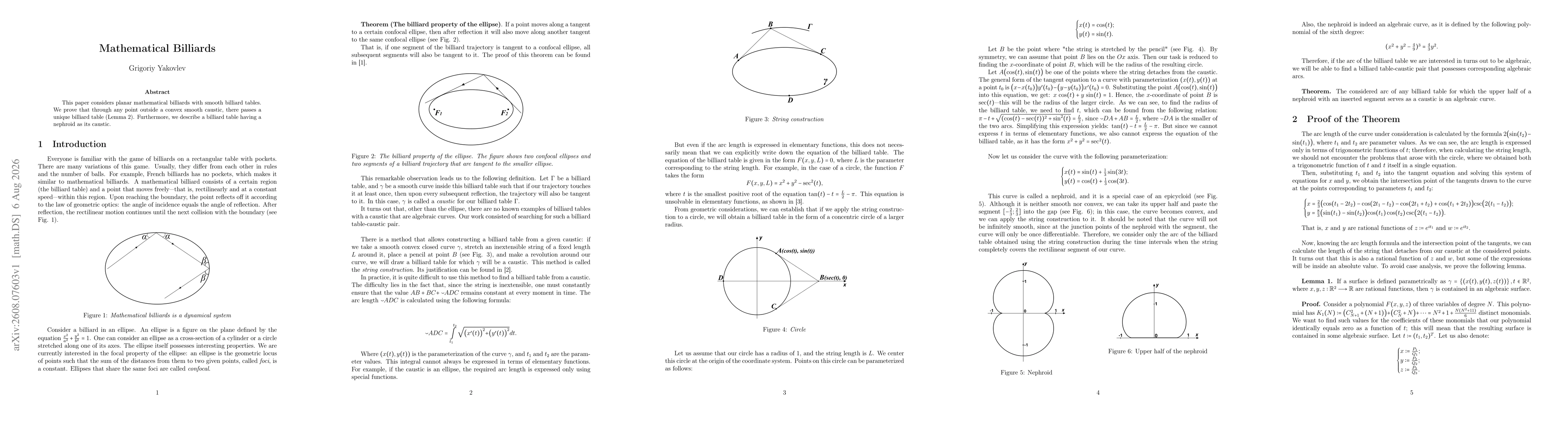 Thumbnail for Mathematical Billiards
