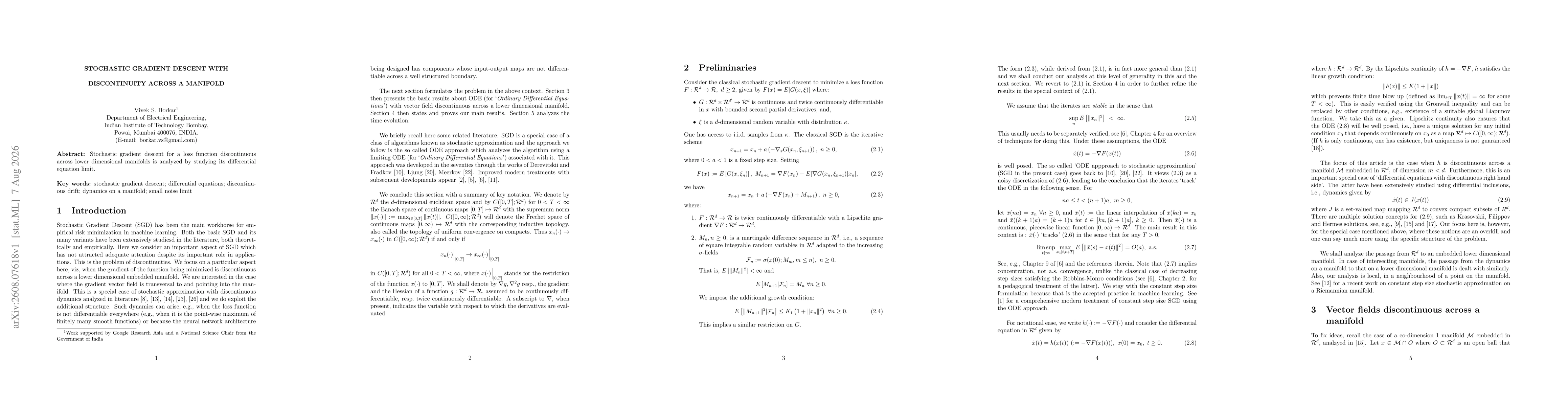 Thumbnail for Stochastic gradient descent with discontinuity across a manifold
