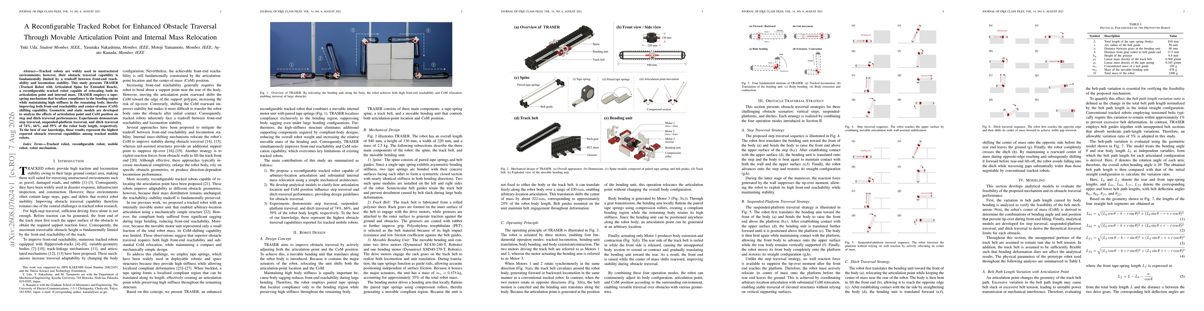 Thumbnail for A Reconfigurable Tracked Robot for Enhanced Obstacle Traversal Through Movable Articulation Point and Internal Mass Relocation