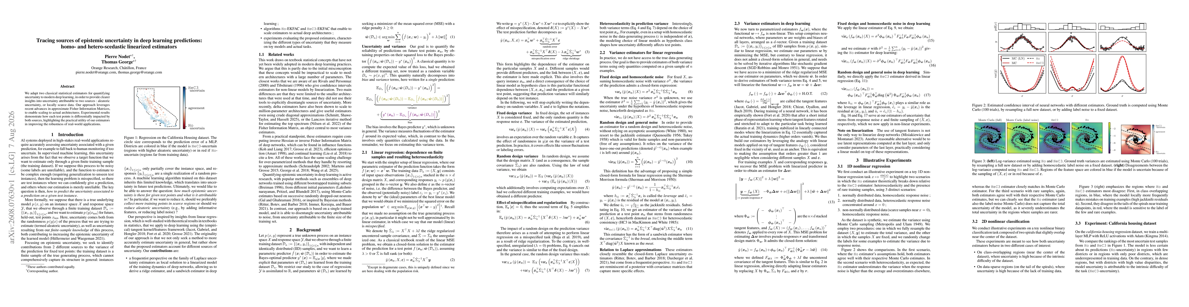 Thumbnail for Tracing sources of epistemic uncertainty in deep learning predictions: homo- and hetero-scedastic linearized estimators