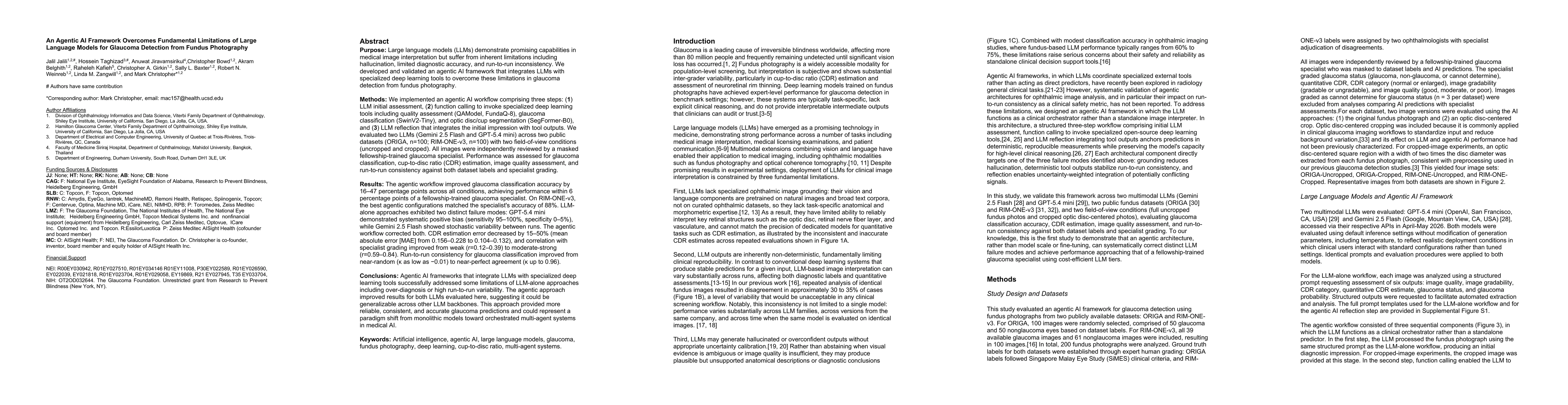 Thumbnail for An Agentic AI Framework Overcomes Fundamental Limitations of Large Language Models for Glaucoma Detection from Fundus Photography