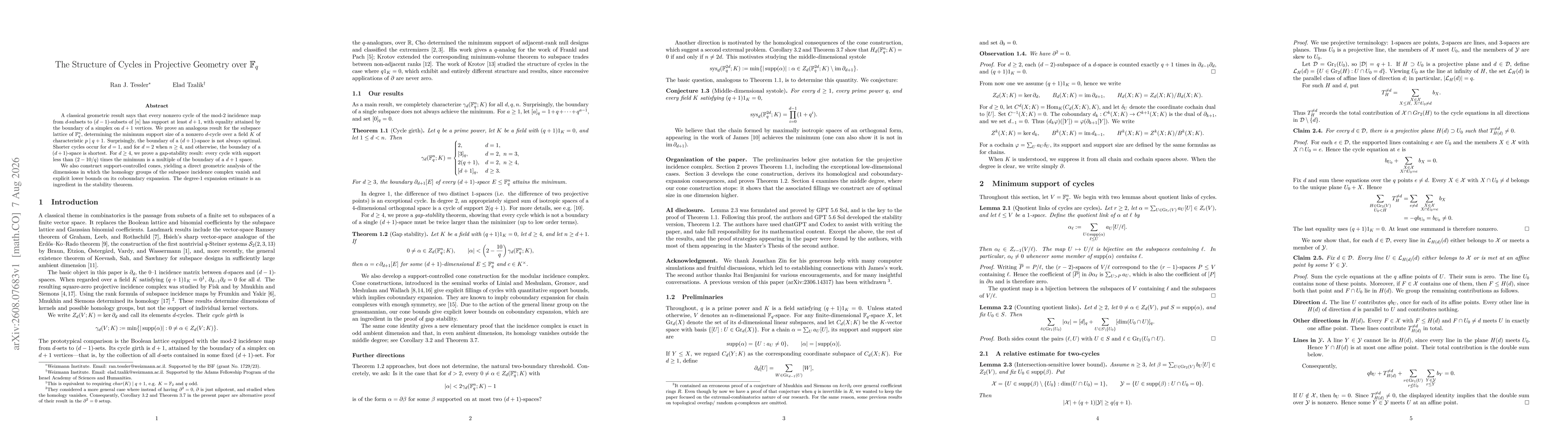 Thumbnail for The Structure of Cycles in Projective Geometry over $\mathbb{F}_q$