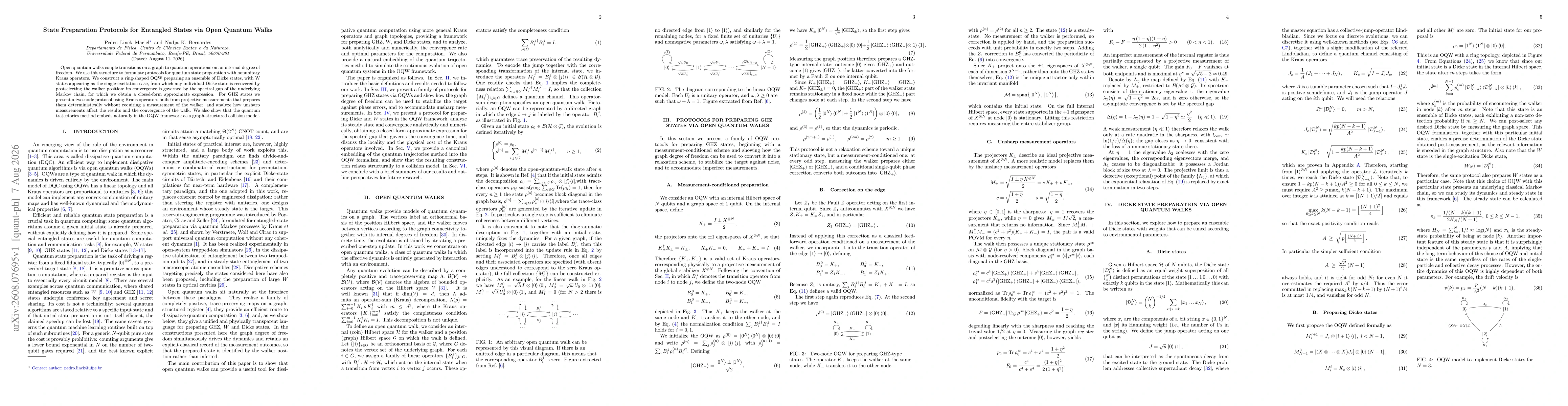 Thumbnail for State Preparation Protocols for Entangled States via Open Quantum Walks