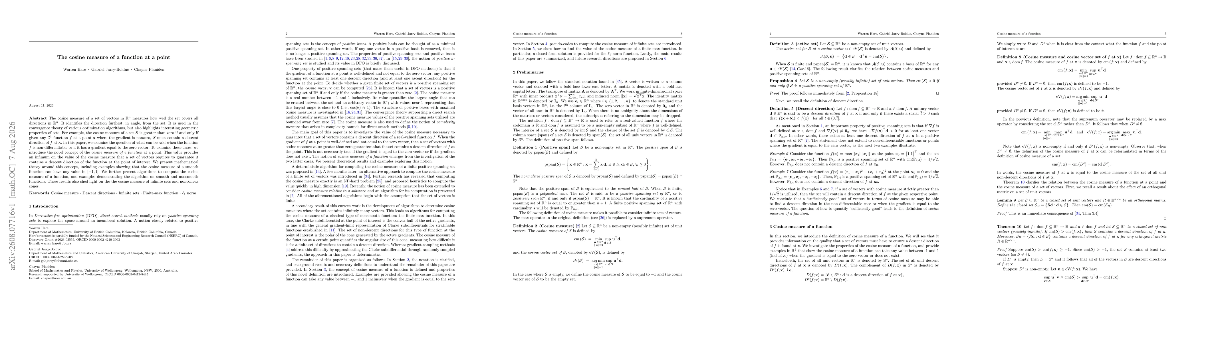 Thumbnail for The cosine measure of a function at a point