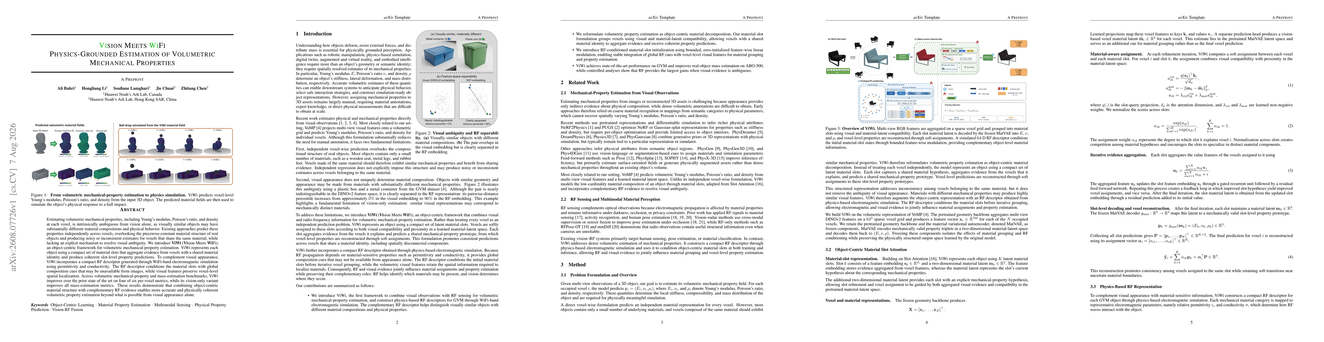 Thumbnail for Vision Meets WiFi: Physics-Grounded Estimation of Volumetric Mechanical Properties