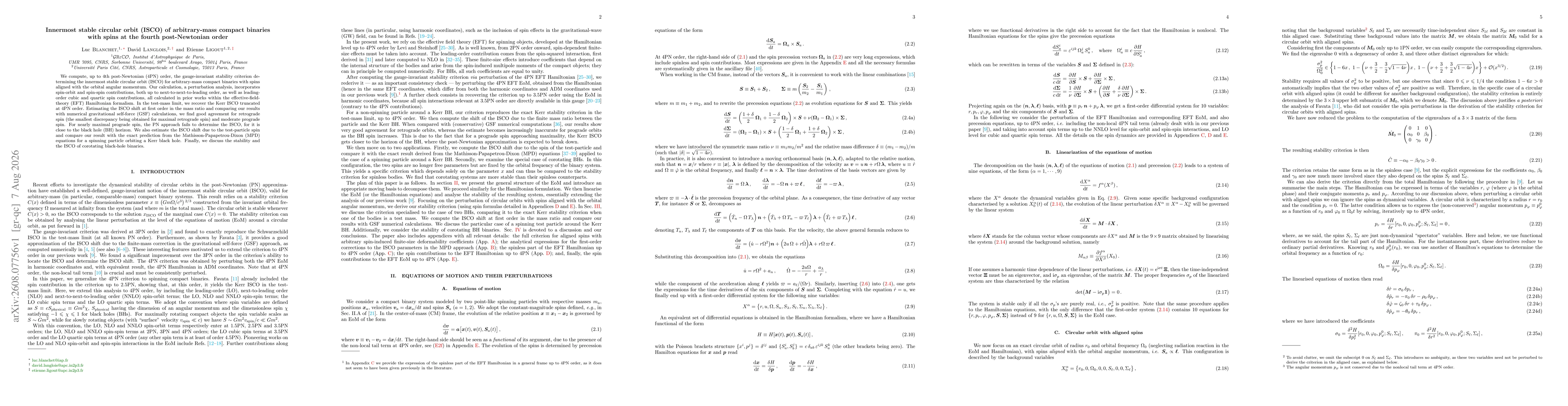 Thumbnail for Innermost stable circular orbit (ISCO) of arbitrary-mass compact binaries with spins at the fourth post-Newtonian order