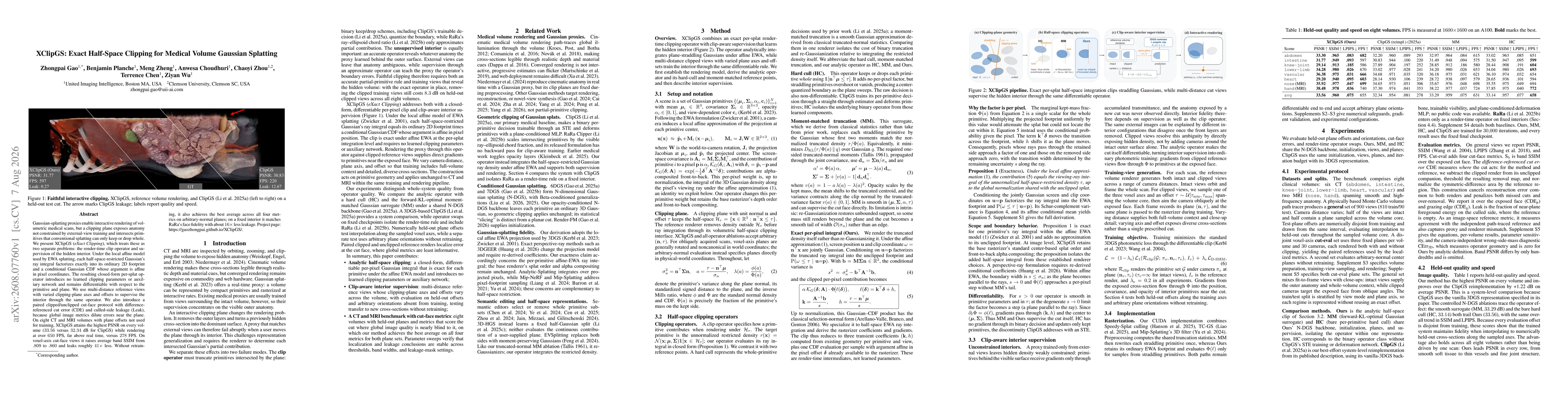Thumbnail for XClipGS: Exact Half-Space Clipping for Medical Volume Gaussian Splatting