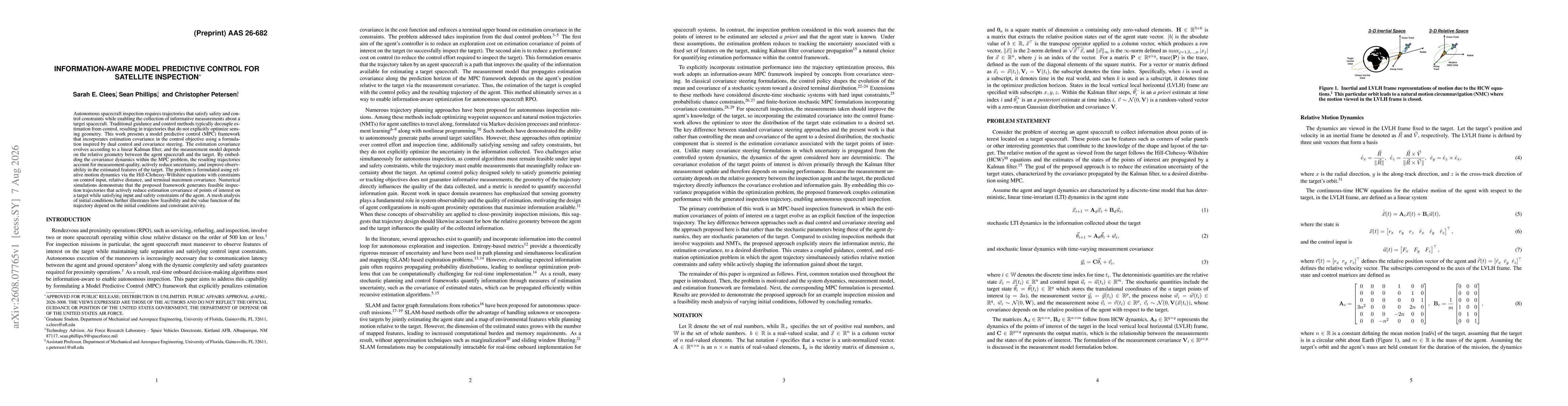 Thumbnail for Information-Aware Model Predictive Control for Satellite Inspection Missions