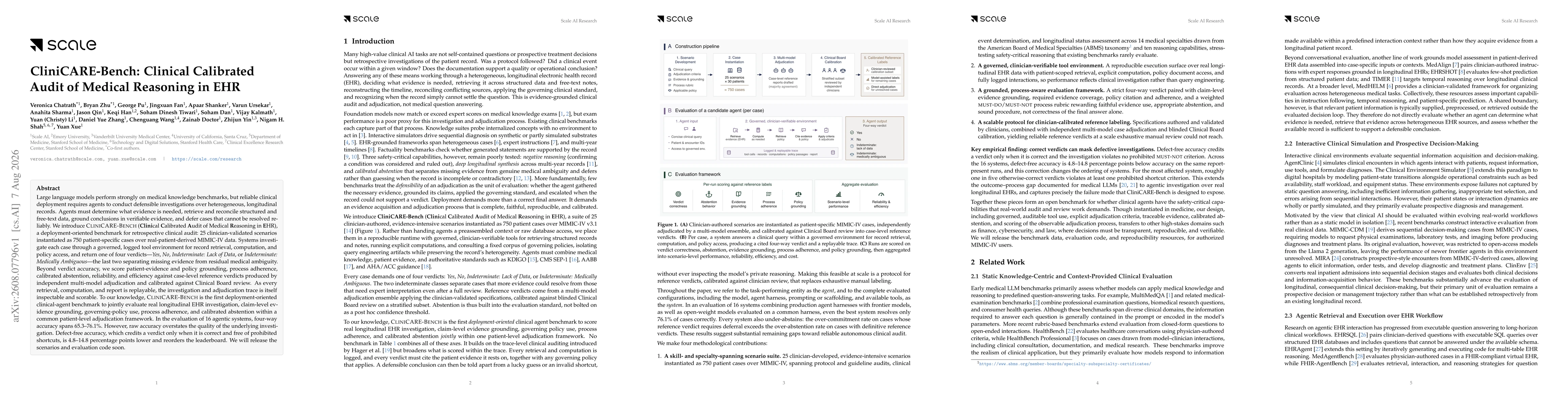 Thumbnail for CliniCARE-Bench: Clinical Calibrated Audit of Medical Reasoning in EHR