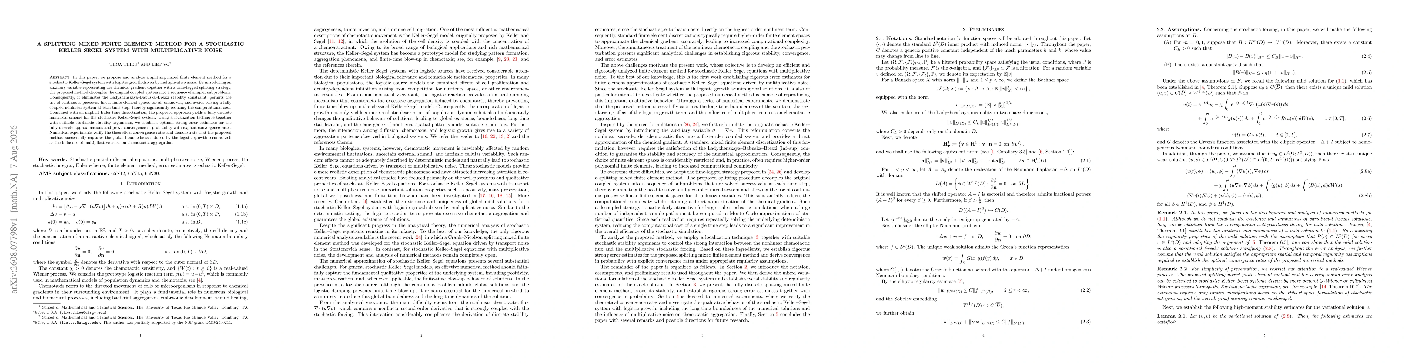 Thumbnail for A splitting mixed finite element method for a stochastic Keller-Segel system with multiplicative noise
