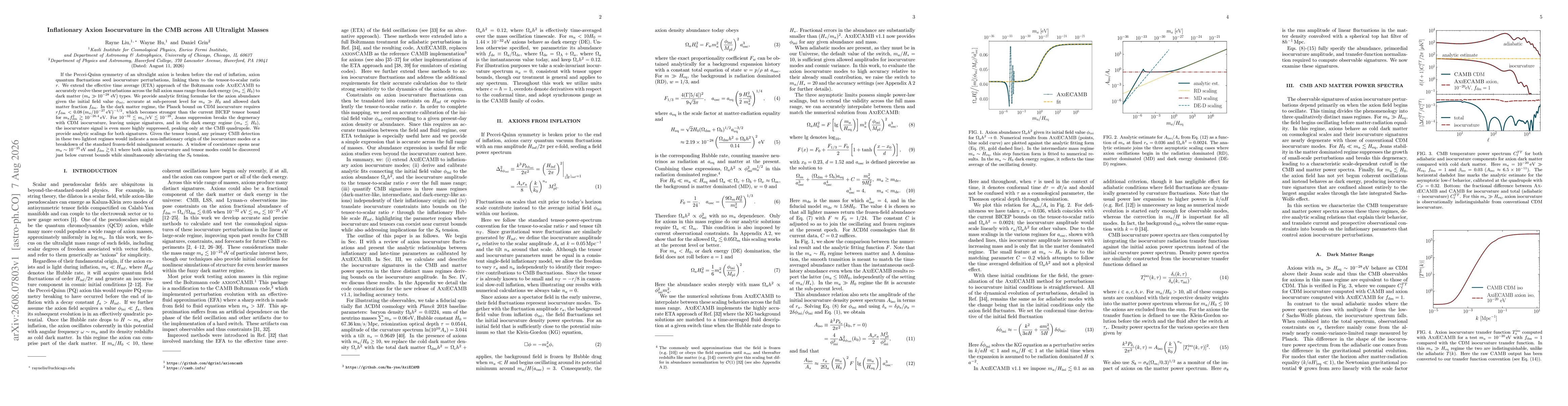 Thumbnail for Inflationary Axion Isocurvature in the CMB across All Ultralight Masses