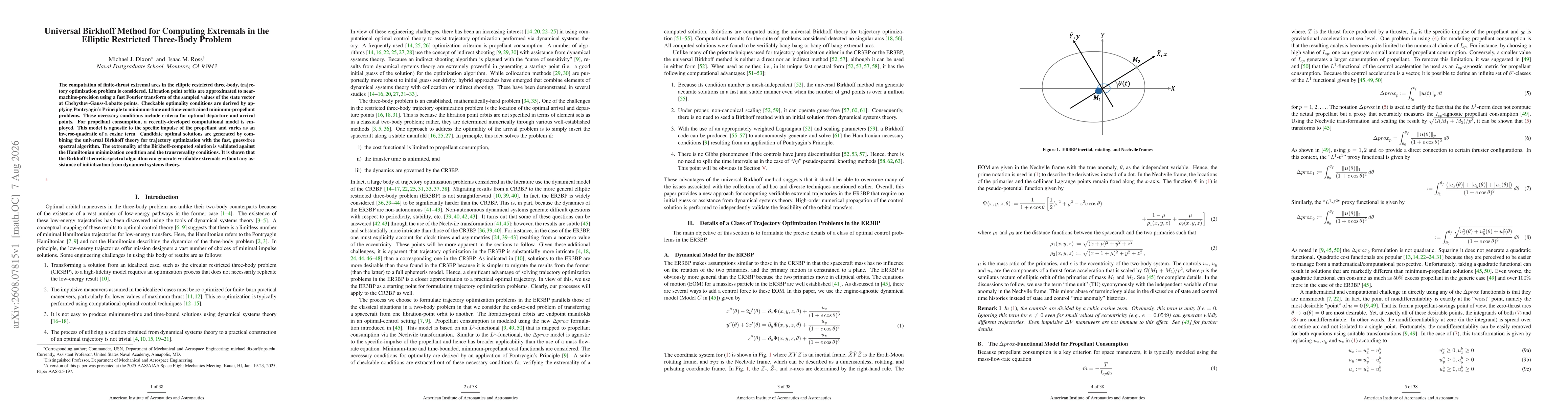 Thumbnail for Universal Birkhoff Method for Computing Extremals in the Elliptic Restricted Three-Body Problem