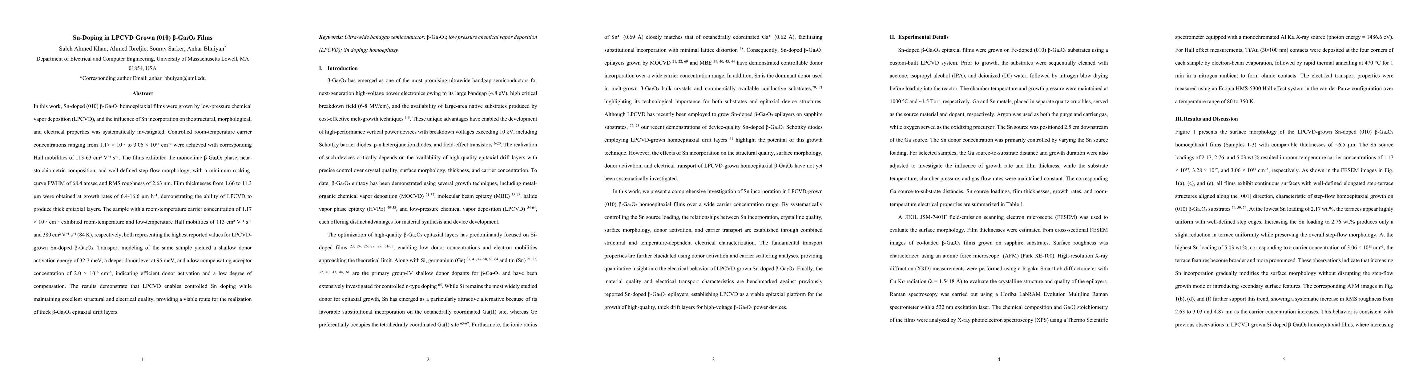 Thumbnail for Sn-Doping in LPCVD-Grown (010) $β$-Ga$_2$O$_3$ Films