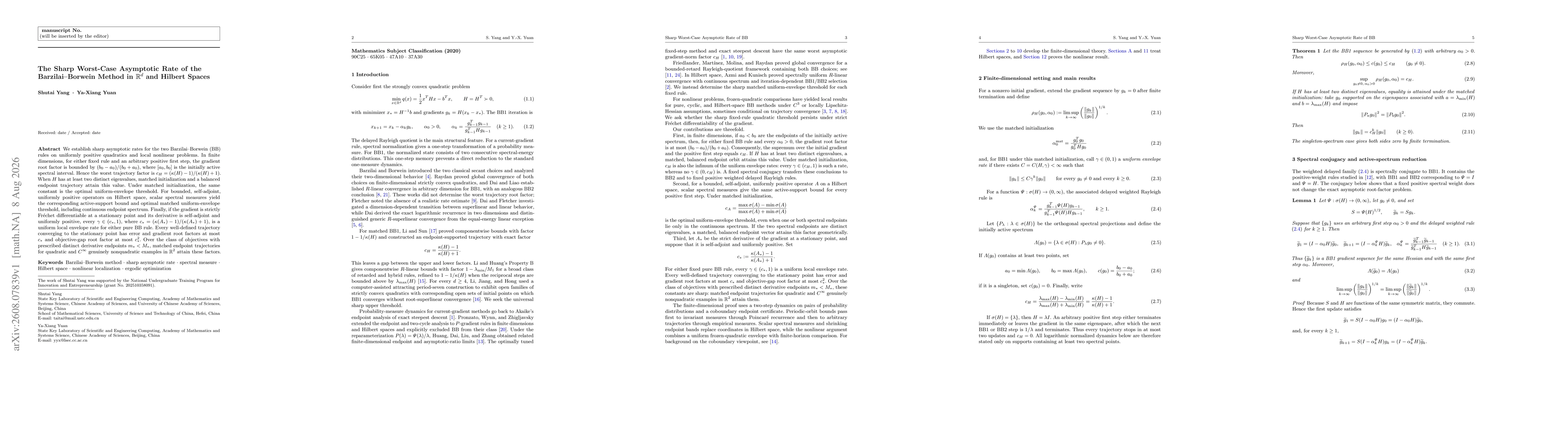 Thumbnail for The Sharp Worst-Case Asymptotic Rate of the Barzilai--Borwein Method in $\mathbb R^d$ and Hilbert Spaces