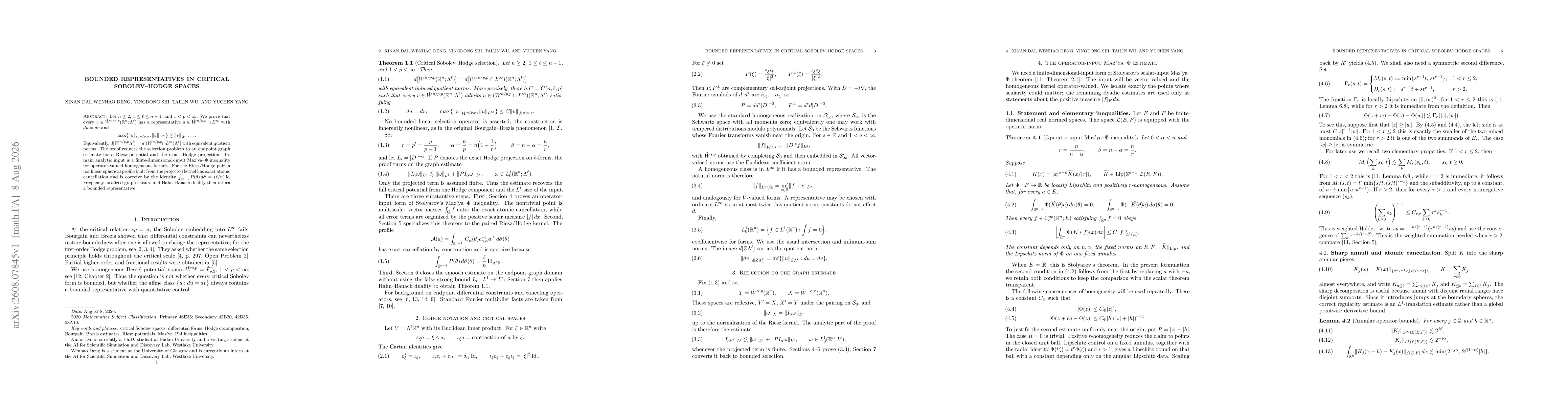 Thumbnail for Bounded Representatives in Critical Sobolev-Hodge Spaces