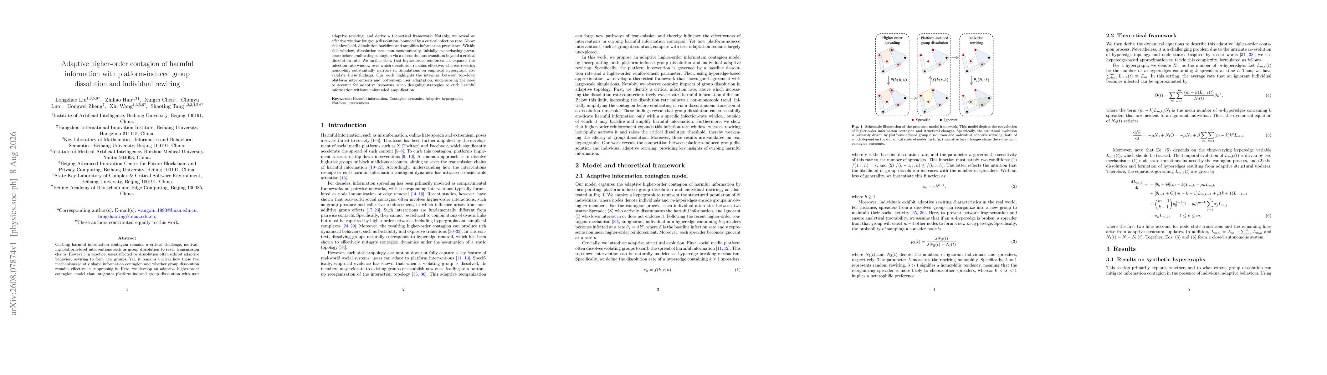 Thumbnail for Adaptive higher-order contagion of harmful information with platform-induced group dissolution and individual rewiring