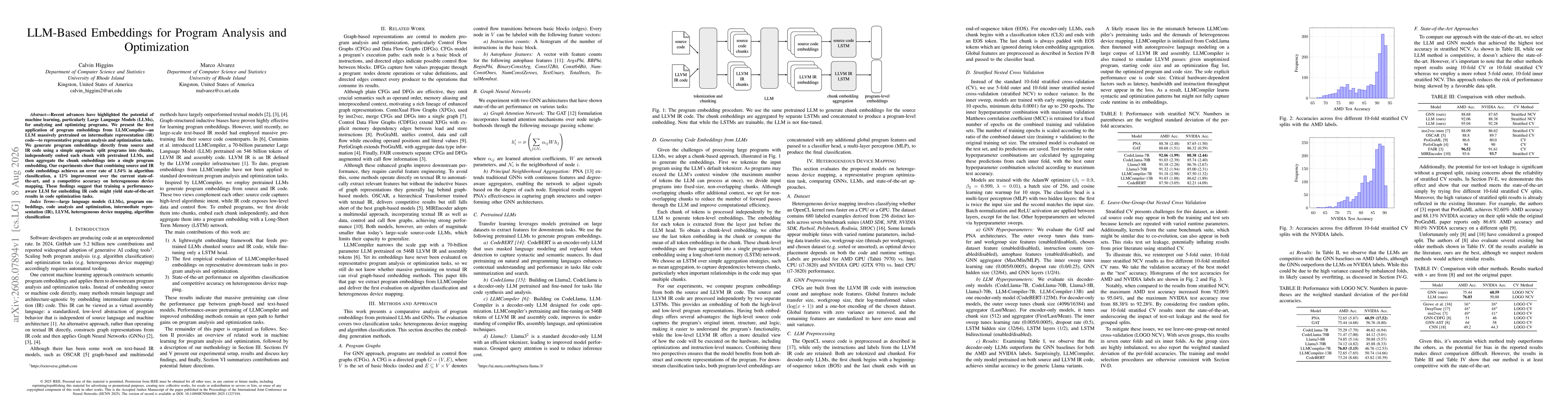 Thumbnail for LLM-Based Embeddings for Program Analysis and Optimization